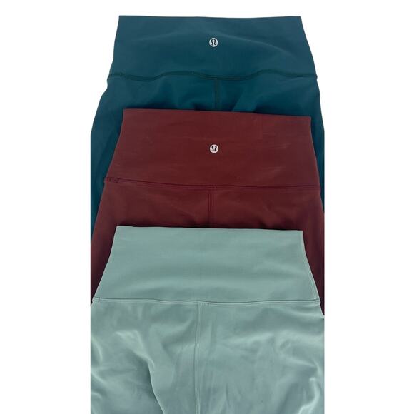 Lululemon Legging Bundle – 3 Pairs (Teal, Red, Light Green) Size 6 - Picture 2 of 14